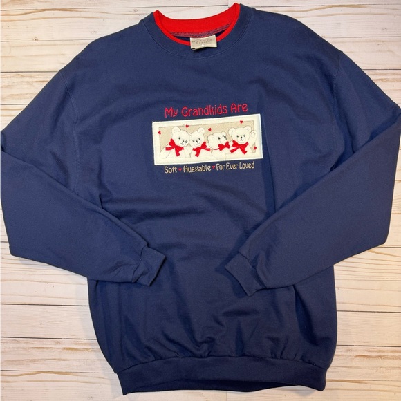 Vintage Grandma Crewneck Navy/Red Sweatshirt Size Large “My Grandkids Are…” - Picture 3 of 9